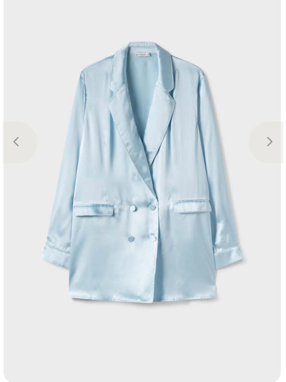 Light Blue Satin Double-Breasted Blazer